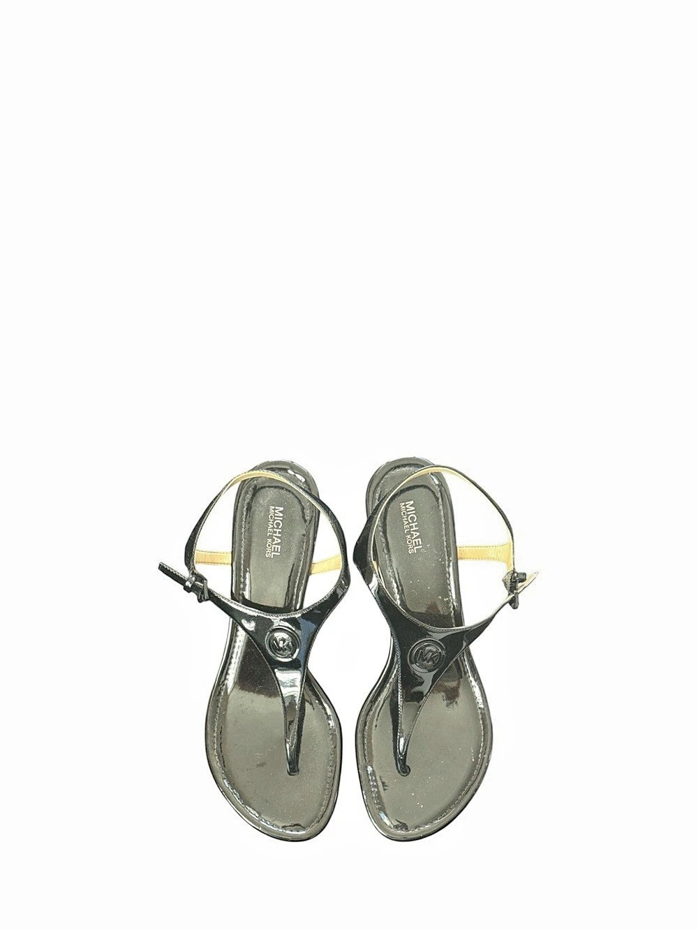 Michael Kors Black Patent T-Strap Sandals